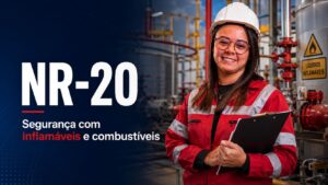 Profissional aplicando medidas de segurança no manuseio de inflamáveis e combustíveis